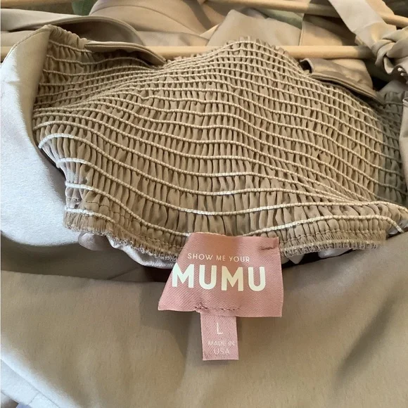 NWT Show Me Your Mumu Wedding/Party Claire Midi Dress Dune Luxe Satin Size Large - Picture 9 of 9